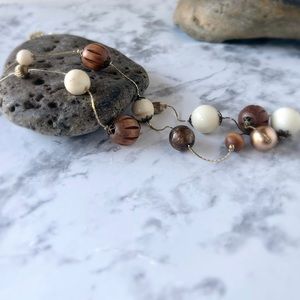 3/$20 Wooden Ball + Pearl Gold Chain - 15 inch long